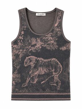 Dior Black & Pink Tiger Jacquard Knit Tank